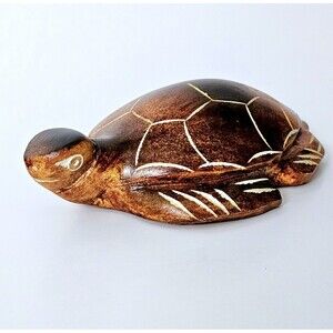 Turtle Artisan Hand Carved Ironwood Vintage 5" x 3" Detailed Heavy Tortoise VGC!